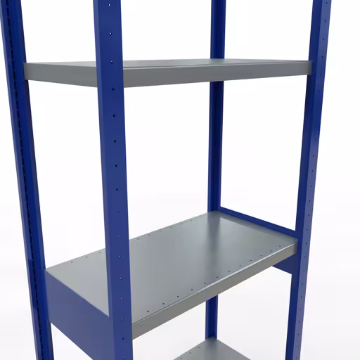 Grundregal, Fachbodenregal Stecksystem MULTIplus250, 3000 x 750 x 400 mm (HxBxT), 7 Fachböden, Längenriegel, RAL 5010 enzianblau/verzinkt/verzinkt von Schulte Lagertechnik mit der Artikelnr. 12942-75-LR-B