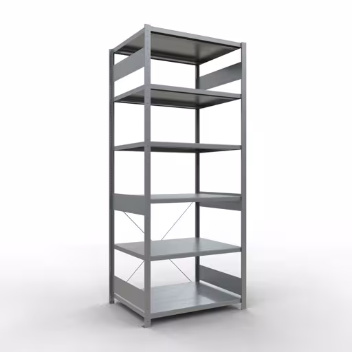 Grundregal, Fachbodenregal Stecksystem MULTIplus330, 2500 x 1000 x 800 mm (HxBxT), 6 Fachböden, Kreuzstrebe, verzinkt von der Marke Schulte Lagertechnik Grundregal, Fachbodenregal Stecksystem MULTIplus330, 2500 x 1000 x 800 mm (HxBxT), 6 Fachböden, Kreuzstrebe, verzinkt aus der Kategorie Grundregal mit der Artikelnummer 13981