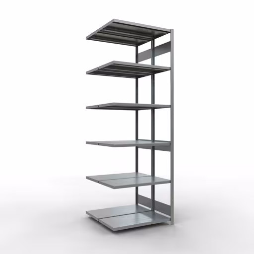 Anbauregal, Doppelregal, Fachbodenregal Stecksystem MULTIplus250, 3000 x 1000 x (2x500) mm (HxBxT), 2x7 Fachböden, Längenriegel, verzinkt aus der Kategorie Doppelregale mit der Artikelnummer 17957