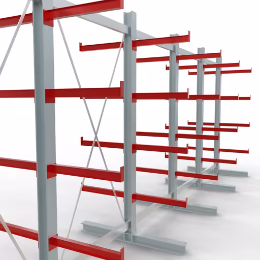 Produktbild Nr 11 des Artikels K 3000 Komplettregal, doppelseitig, 2500 x 6500 x 600 mm, RAL 7001 / RAL 3000, 5 Lagerebenen Abbildung Nr 11 des Artikels K 3000 Komplettregal, doppelseitig, 2500 x 6500 x 600 mm, RAL 7001 / RAL 3000, 5 Lagerebenen aus der Produktgruppe Kragarmregale von der Marke Schulte Lagertechnik