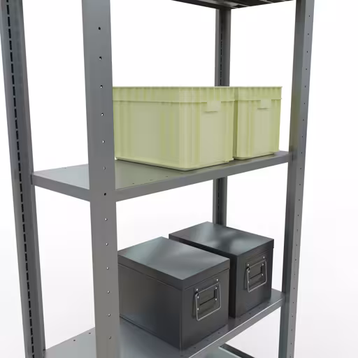 Grundregal, Fachbodenregal Stecksystem MULTIplus150, 2000 x 750 x 300 mm (HxBxT), 5 Fachböden, Längenriegel, verzinkt von der Marke Schulte Lagertechnik aus der Produktreihe Stecksystem