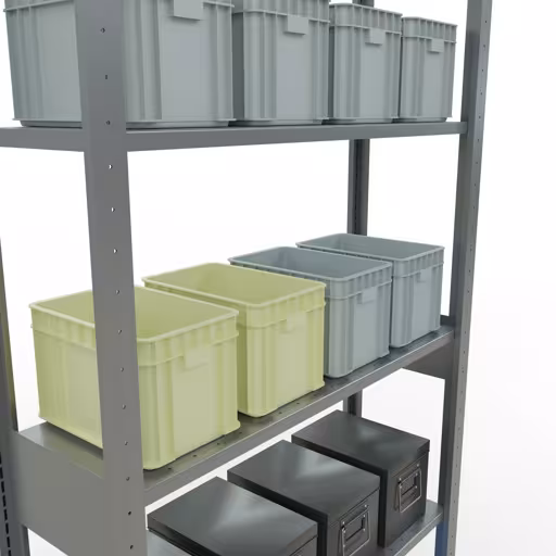 Produktbild Nr 13 des Artikels Grundregal, Fachbodenregal Stecksystem MULTIplus85, 2500 x 1000 x 300 mm (HxBxT), 6 Fachböden, Längenriegel, verzinkt Abbildung Nr 13 des Artikels Grundregal, Fachbodenregal Stecksystem MULTIplus85, 2500 x 1000 x 300 mm (HxBxT), 6 Fachböden, Längenriegel, verzinkt aus der Produktgruppe Stecksystem von der Marke Schulte Lagertechnik