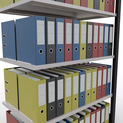 Zusatzbild des Artikels Anbauregal, Büro-Fachbodenregal Stecksystem MULTIplus150, 1800 x 1000 x 600 mm (HxBxT), 5 Fachböden, Längenriegel, ohne Mittelanschlag, schwarz/lichtgrau aus Stecksystem