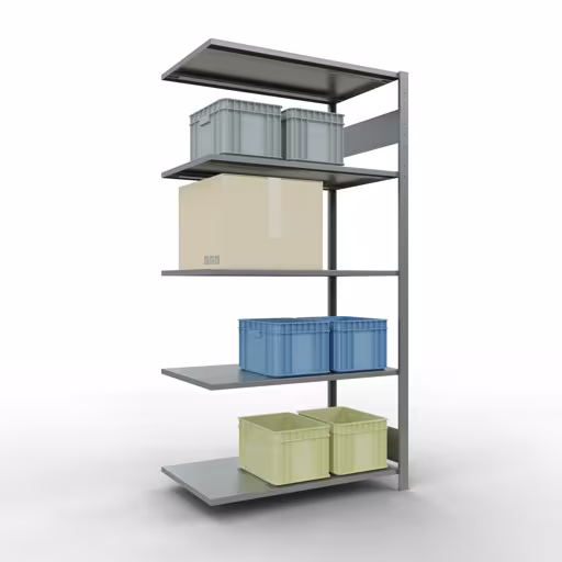 Abbildung Nr 14 des Artikels Anbauregal, Fachbodenregal Stecksystem MULTIplus85, 2000 x 1000 x 600 mm (HxBxT), 5 Fachböden, Längenriegel, verzinkt aus der Produktgruppe Stecksystem von der Marke Schulte Lagertechnik
