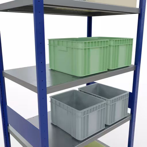 Grundregal, Fachbodenregal Stecksystem MULTIplus330, 3000 x 1000 x 600 mm (HxBxT), 7 Fachböden, Längenriegel, RAL 5010 enzianblau/verzinkt von der Marke Schulte Lagertechnik aus der Produktreihe Stecksystem