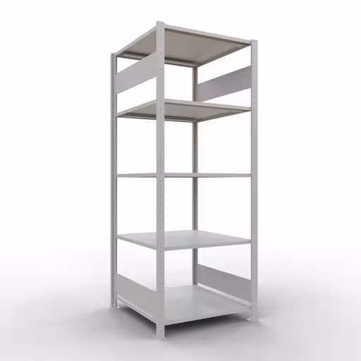 Grundregal, Fachbodenregal Stecksystem MULTIplus150, 2000 x 750 x 800 mm (HxBxT), 5 Fachböden, Längenriegel, RAL 7035 lichtgrau aus der Kategorie Grundregal mit der Artikelnummer 32680-75-LR