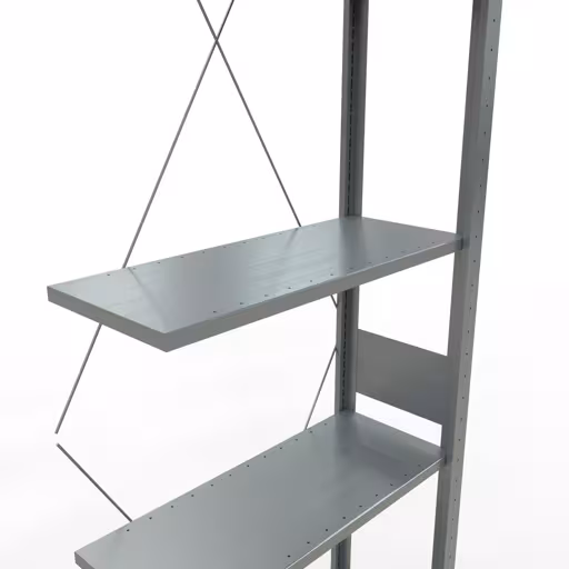 Zusatzbild des Artikels Anbauregal, Fachbodenregal Stecksystem MULTIplus150, 3000 x 750 x 300 mm (HxBxT), 7 Fachböden, Kreuzstrebe, verzinkt aus Anbauregal