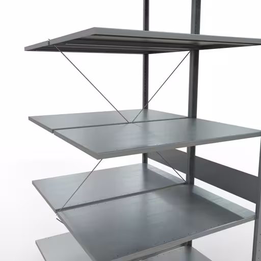 Abbildung Nr 9 des Artikels Anbauregal, Doppelregal, Fachbodenregal Stecksystem MULTIplus150, 3000 x 1000 x (2x1200) mm (HxBxT), 2x7 Fachböden, Kreuzstrebe, verzinkt aus der Produktgruppe Fachbodenregale von der Marke Schulte Lagertechnik
