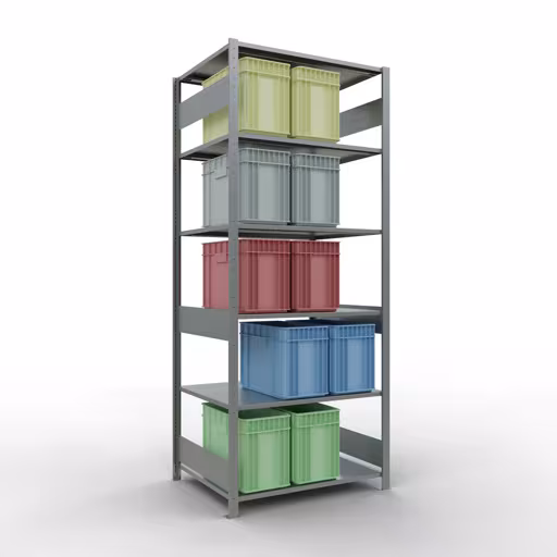 Produktbild Nr.14 des Artikels Grundregal, Fachbodenregal Stecksystem MULTIplus150, 2500 x 1000 x 800 mm (HxBxT), 6 Fachböden, Längenriegel, verzinkt aus der Produktreihe Stecksystem von der Marke Schulte Lagertechnik
