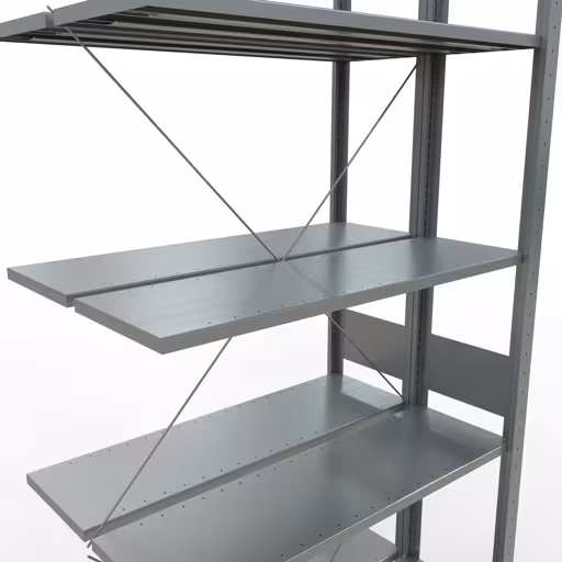 Abbildung Nr 12 des Artikels Anbauregal, Doppelregal, Fachbodenregal Stecksystem MULTIplus150, 3000 x 1000 x (2x600) mm (HxBxT), 2x7 Fachböden, Kreuzstrebe, verzinkt aus der Produktgruppe Fachbodenregale von der Marke Schulte Lagertechnik