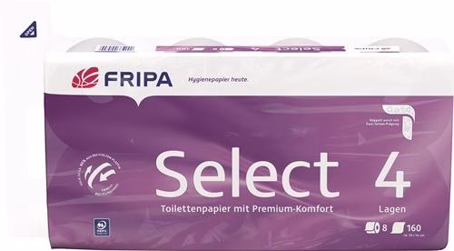 Toilettenpapier Fripa Select 4-lagig Zellstoff hochweiß 6x8 Rollen FRIPA aus der Kategorie Toilettenpapier mit der Teilenummer 9000469183