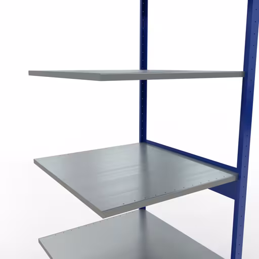 Anbauregal, Fachbodenregal Stecksystem MULTIplus150, 2500 x 750 x 800 mm (HxBxT), 6 Fachböden, Längenriegel, RAL 5010 enzianblau/verzinkt/verzinkt von der Marke Schulte Lagertechnik aus der Produktreihe Stecksystem