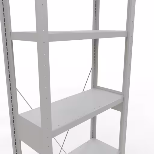 Abbildung Nr 15 des Artikels Grundregal, Fachbodenregal Stecksystem MULTIplus250, 2500 x 750 x 300 mm (HxBxT), 6 Fachböden, Kreuzstrebe, RAL 7035 lichtgrau aus der Produktgruppe Stecksystem von der Marke Schulte Lagertechnik