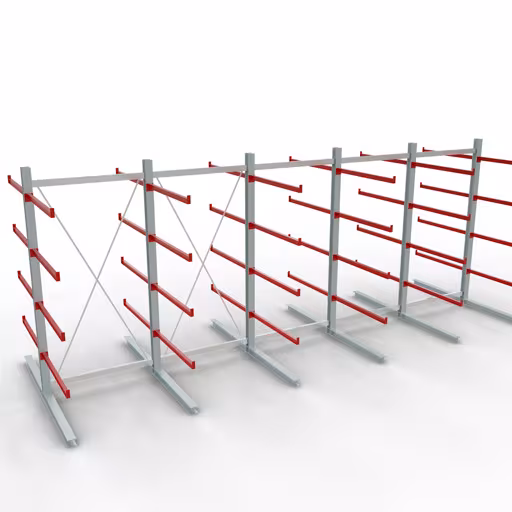 K 6000 Komplettregal, doppelseitig, 3000 x 2x 7500 x 2x 1250 mm, RAL 7001 / RAL 3000, 5 Lagerebenen von der Marke Schulte Lagertechnik K 6000 Komplettregal, doppelseitig, 3000 x 2x 7500 x 2x 1250 mm, RAL 7001 / RAL 3000, 5 Lagerebenen aus der Kategorie K6000 für schwere Güter mit der Artikelnummer 28729