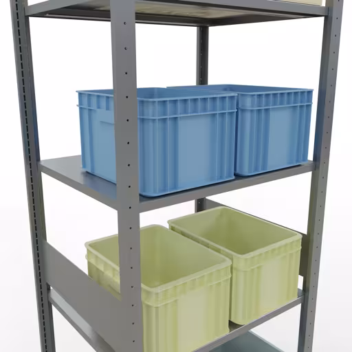 Produktbild Nr.7 des Artikels Grundregal, Fachbodenregal Stecksystem MULTIplus150, 3000 x 750 x 600 mm (HxBxT), 7 Fachböden, Längenriegel, verzinkt aus der Produktreihe Stecksystem von der Marke Schulte Lagertechnik