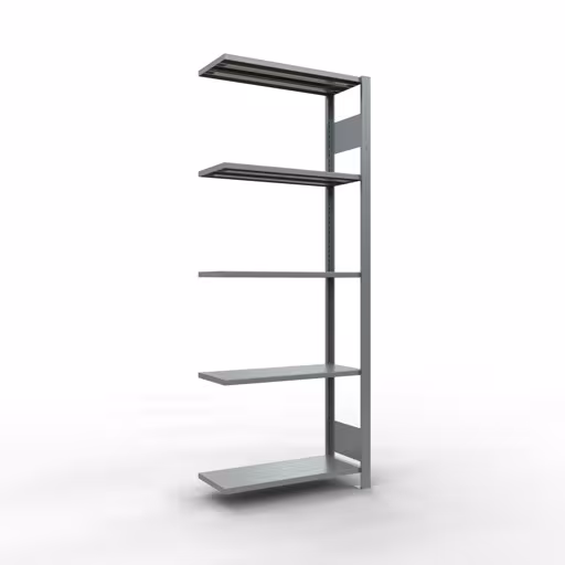 Anbauregal, Fachbodenregal Stecksystem MULTIplus150, 2000 x 750 x 300 mm (HxBxT), 5 Fachböden, Längenriegel, verzinkt aus der Kategorie Anbauregal mit der Artikelnummer 12735-75-LR