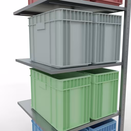 Produktbild Nr.7 des Artikels Anbauregal, Fachbodenregal Stecksystem MULTIplus150, 2000 x 750 x 800 mm (HxBxT), 5 Fachböden, Längenriegel, verzinkt aus der Produktreihe Stecksystem von der Marke Schulte Lagertechnik