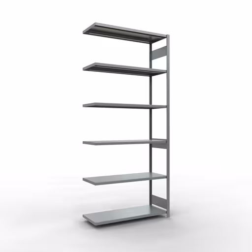 Anbauregal, Fachbodenregal Stecksystem MULTIplus250, 3000 x 1300 x 500 mm (HxBxT), 7 Fachböden, Längenriegel, verzinkt aus der Kategorie Anbauregal mit der Artikelnummer 12957-130-LR