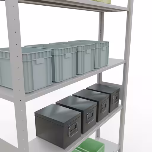 Grundregal, Fachbodenregal Stecksystem MULTIplus150, 3000 x 1300 x 300 mm (HxBxT), 7 Fachböden, Längenriegel, RAL 7035 lichtgrau von der Marke Schulte Lagertechnik aus der Produktreihe Stecksystem