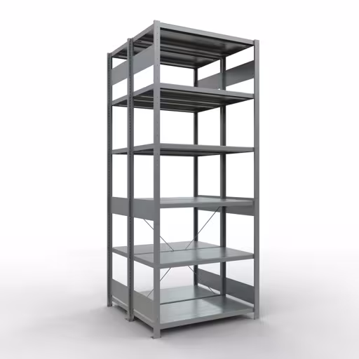 Grundregal, Doppelregal, Fachbodenregal Stecksystem MULTIplus250, 2500 x 1000 x (2x500) mm (HxBxT), 2x6 Fachböden, Kreuzstrebe, verzinkt aus der Kategorie Doppelregale mit der Artikelnummer 14251-G
