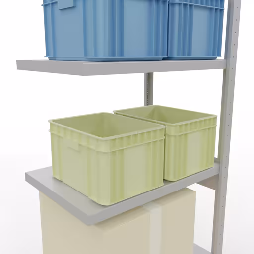 Abbildung Nr 13 des Artikels Anbauregal, Fachbodenregal Stecksystem MULTIplus250, 2500 x 750 x 500 mm (HxBxT), 6 Fachböden, Längenriegel, RAL 7035 lichtgrau aus der Produktgruppe Stecksystem von der Marke Schulte Lagertechnik