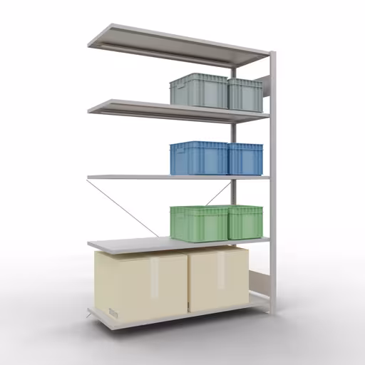 Produktbild Nr.6 des Artikels Stecksystem Anbauregal 2000x1300x500 mm, Typ 150 kg, lichtgrau aus der Produktreihe Stecksystem von der Marke Schulte Lagertechnik