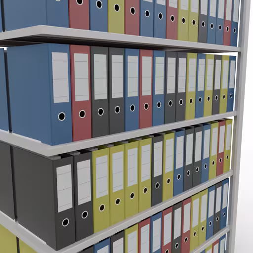 Abbildung Nr 7 des Artikels Anbauregal, Büro-Fachbodenregal Stecksystem MULTIplus150, 2300 x 1300 x 600 mm (HxBxT), 7 Fachböden, Längenriegel, ohne Mittelanschlag, lichtgrau aus der Produktgruppe Büroregale von der Marke Schulte Lagertechnik