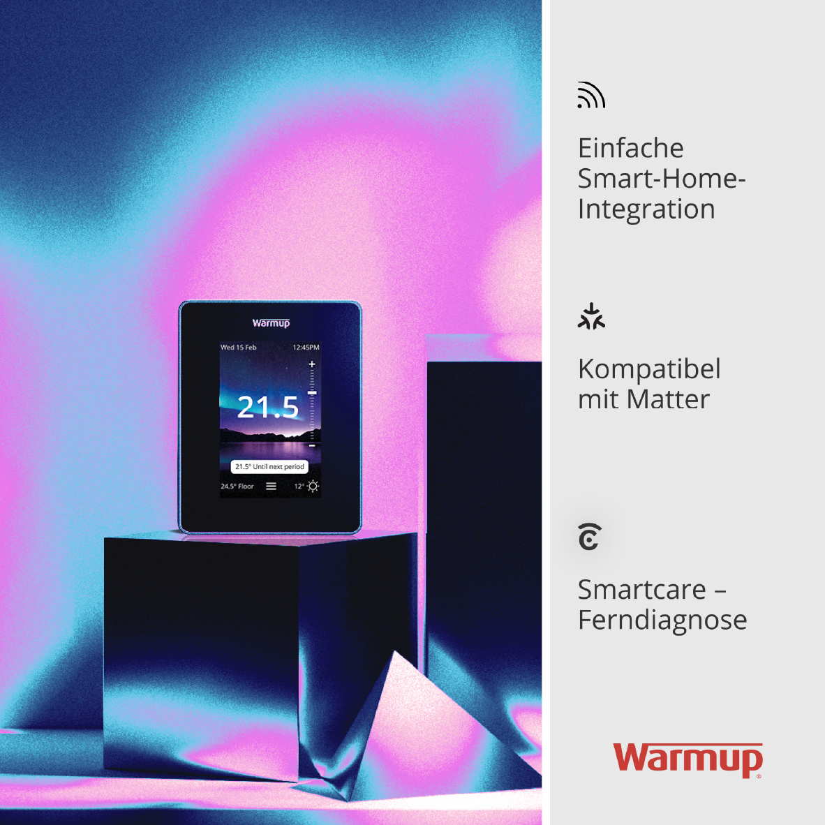 Warmup 7iE Smartes Matter Kompatibles WIFI Thermostat schwarz