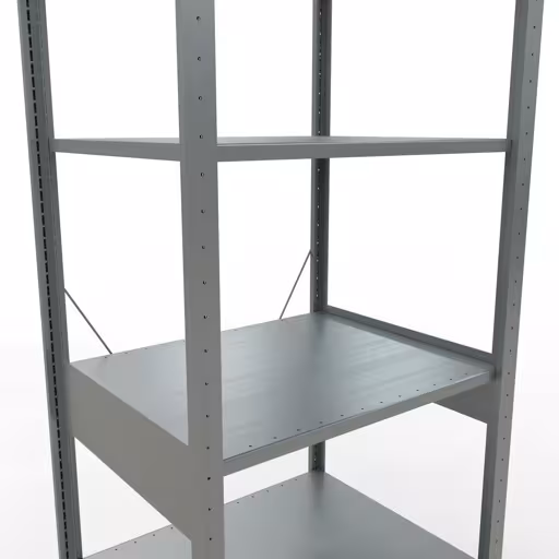 Produktbild Nr.7 des Artikels Grundregal, Fachbodenregal Stecksystem MULTIplus150, 2500 x 750 x 600 mm (HxBxT), 6 Fachböden, Kreuzstrebe, verzinkt aus der Produktreihe Stecksystem von der Marke Schulte Lagertechnik