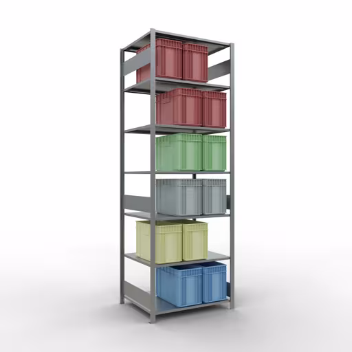 Grundregal, Fachbodenregal Stecksystem MULTIplus150, 3000 x 1000 x 800 mm (HxBxT), 7 Fachböden, Längenriegel, verzinkt von der Marke Schulte Lagertechnik aus der Produktreihe Stecksystem