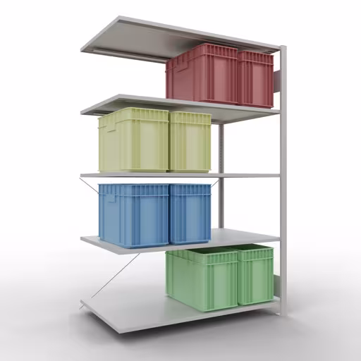 Produktbild Nr.12 des Artikels Stecksystem Anbauregal 2000x1300x800 mm, Typ 150 kg, lichtgrau aus der Produktreihe Stecksystem von der Marke Schulte Lagertechnik