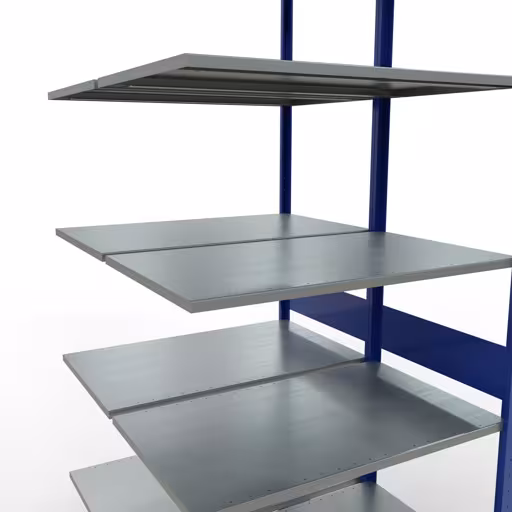 Anbauregal, Doppelregal, Fachbodenregal Stecksystem MULTIplus150, 3000 x 1000 x (2x600) mm (HxBxT), 2x7 Fachböden, Längenriegel, RAL 5010 enzianblau von Schulte Lagertechnik mit der Artikelnr. 33167-B