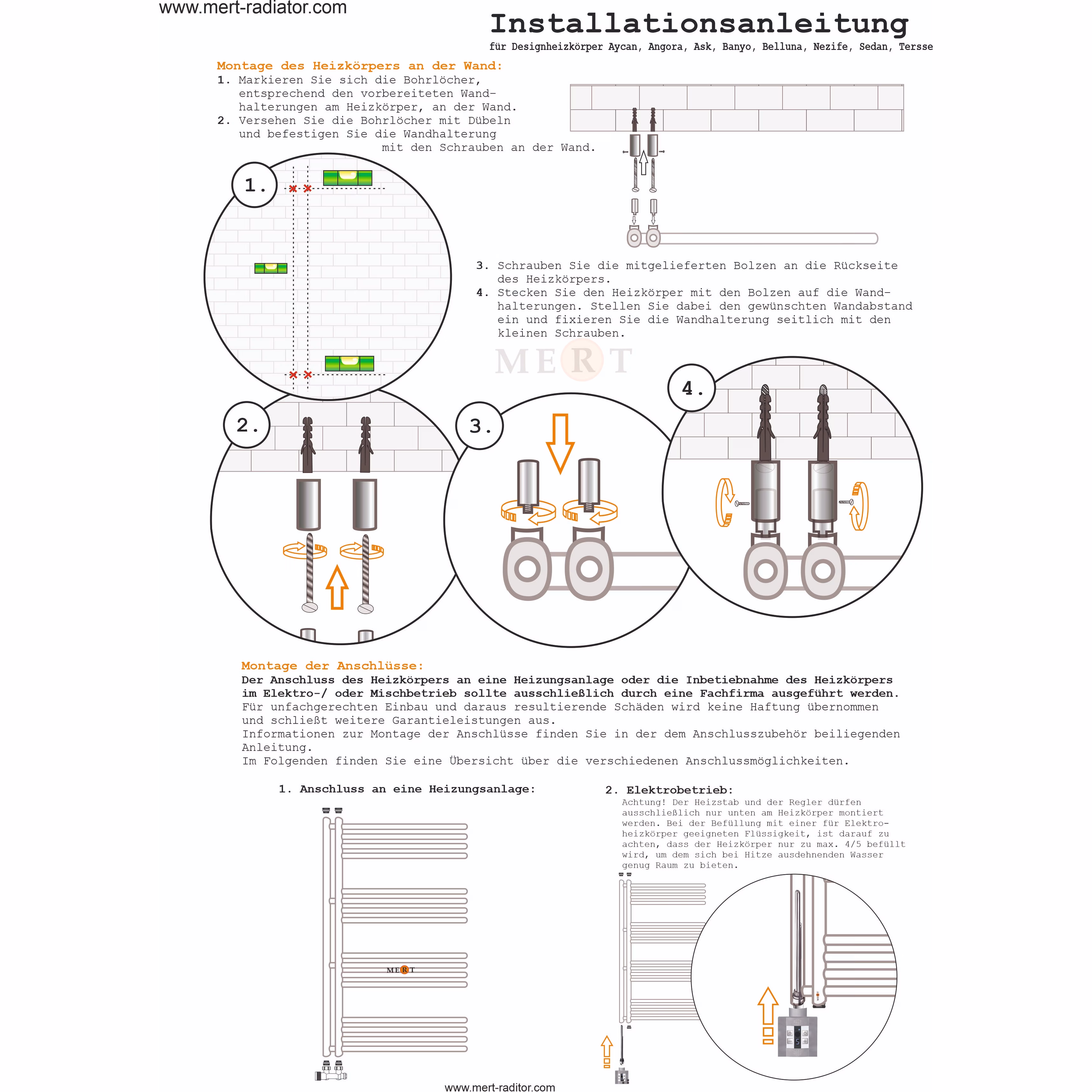 Mert Design Badheizkörper Modell Metire, Weiß, 500x1150 mm