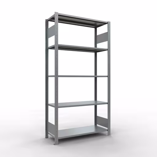 Grundregal, Fachbodenregal Stecksystem MULTIplus85, 2000 x 1000 x 400 mm (HxBxT), 5 Fachböden, Längenriegel, verzinkt aus der Kategorie Grundregal mit der Artikelnummer 13140-LR