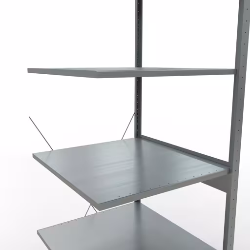 Zusatzbild des Artikels Anbauregal, Fachbodenregal Stecksystem MULTIplus150, 2500 x 750 x 800 mm (HxBxT), 6 Fachböden, Kreuzstrebe, verzinkt aus Anbauregal