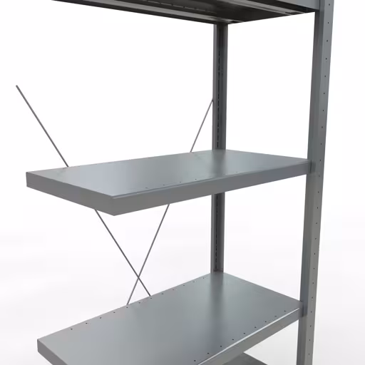 Abbildung Nr 9 des Artikels Anbauregal, Fachbodenregal Stecksystem MULTIplus250, 2000 x 750 x 400 mm (HxBxT), 5 Fachböden, Kreuzstrebe, verzinkt aus der Produktgruppe Stecksystem von der Marke Schulte Lagertechnik