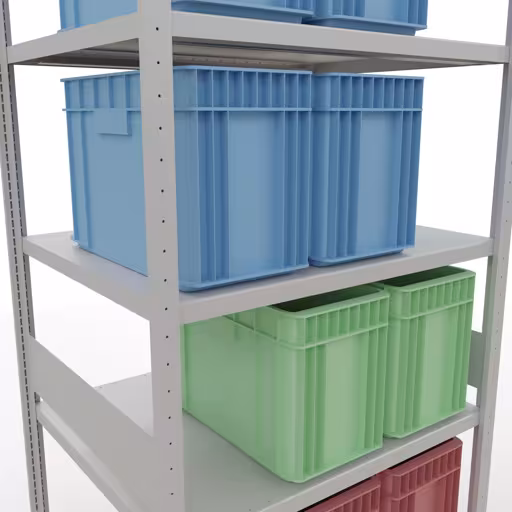 Abbildung Nr 14 des Artikels Grundregal, Fachbodenregal Stecksystem MULTIplus330, 3000 x 1000 x 800 mm (HxBxT), 7 Fachböden, Längenriegel, RAL 7035 lichtgrau aus der Produktgruppe Stecksystem von der Marke Schulte Lagertechnik