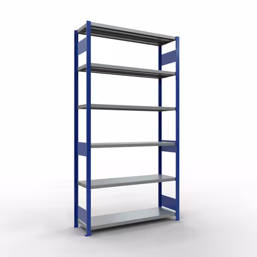 Grundregal, Fachbodenregal Stecksystem MULTIplus250, 2500 x 1300 x 400 mm (HxBxT), 6 Fachböden, Längenriegel, RAL 5010 enzianblau/verzinkt aus der Kategorie Grundregal mit der Artikelnummer 12941-130-LR-B