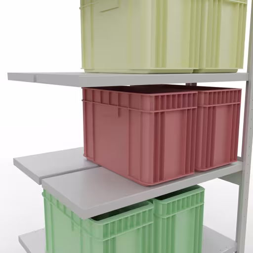 Anbauregal, Doppelregal, Fachbodenregal Stecksystem MULTIplus250, 2500 x 1000 x (2x400) mm (HxBxT), 2x6 Fachböden, Längenriegel, RAL 7035 lichtgrau von Schulte Lagertechnik mit der Artikelnr. 33246