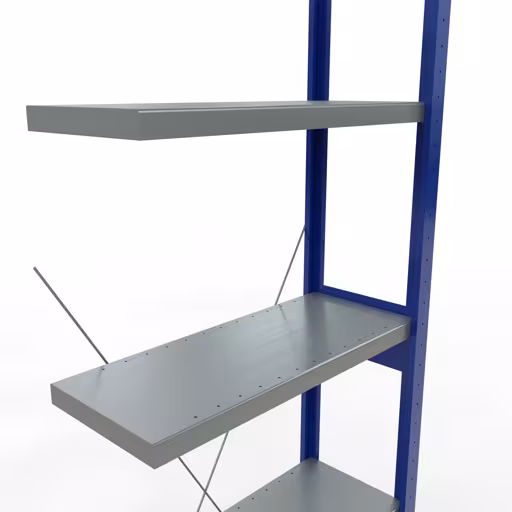 Abbildung Nr 14 des Artikels Anbauregal, Fachbodenregal Stecksystem MULTIplus250, 2500 x 750 x 300 mm (HxBxT), 6 Fachböden, Kreuzstrebe, RAL 5010 enzianblau/verzinkt/verzinkt aus der Produktgruppe Stecksystem von der Marke Schulte Lagertechnik