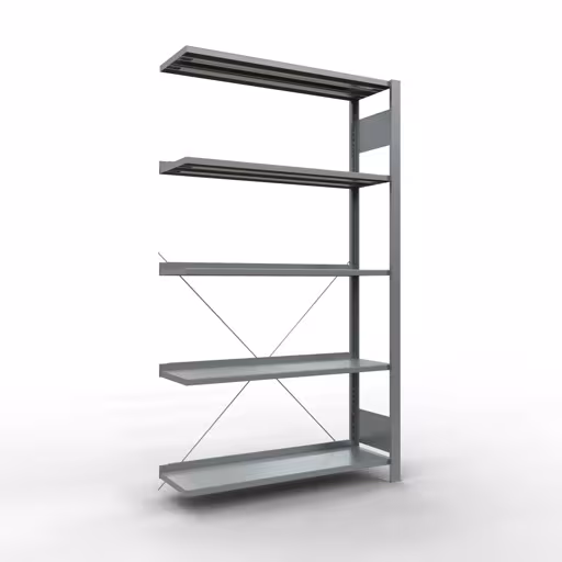 Anbauregal, Büro-Fachbodenregal Stecksystem MULTIplus85, 1800 x 1000 x 300 mm (HxBxT), 5 Fachböden, Kreuzstrebe, verzinkt, mit Anschlagleiste von der Marke Schulte Lagertechnik Anbauregal, Büro-Fachbodenregal Stecksystem MULTIplus85, 1800 x 1000 x 300 mm (HxBxT), 5 Fachböden, Kreuzstrebe, verzinkt, mit Anschlagleiste aus der Kategorie Stecksystem mit der Artikelnummer 17704