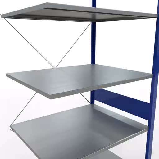Produktbild Nr.13 des Artikels Anbauregal, Fachbodenregal Stecksystem MULTIplus150, 3000 x 1000 x 800 mm (HxBxT), 7 Fachböden, Kreuzstrebe, RAL 5010/verzinkt aus der Produktreihe Stecksystem von der Marke Schulte Lagertechnik
