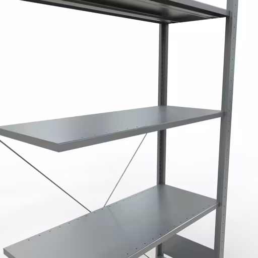 Anbauregal, Fachbodenregal Stecksystem MULTIplus150, 2000 x 1000 x 400 mm (HxBxT), 5 Fachböden, Kreuzstrebe, verzinkt von Schulte Lagertechnik aus der Kategorie Stecksystem