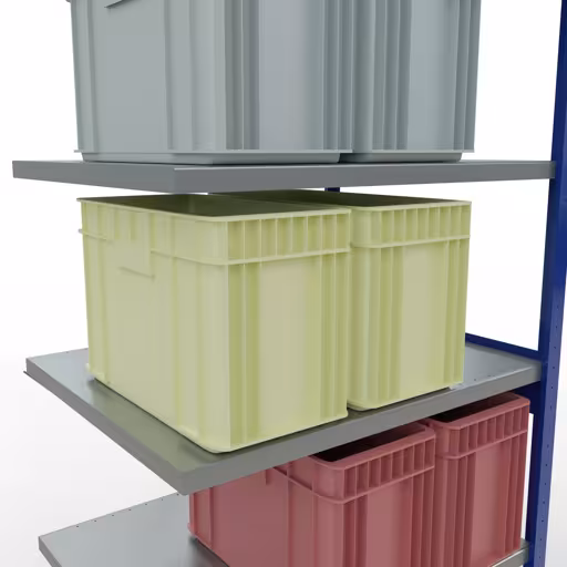 Produktbild Nr.8 des Artikels Anbauregal, Fachbodenregal Stecksystem MULTIplus250, 2500 x 1000 x 800 mm (HxBxT), 6 Fachböden, Kreuzstrebe, RAL 5010 enzianblau/verzinkt aus der Produktreihe Stecksystem von der Marke Schulte Lagertechnik