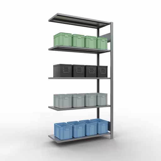 Abbildung Nr 12 des Artikels Anbauregal, Fachbodenregal Stecksystem MULTIplus85, 2000 x 1000 x 400 mm (HxBxT), 5 Fachböden, Längenriegel, verzinkt aus der Produktgruppe Stecksystem von der Marke Schulte Lagertechnik