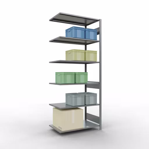 Abbildung Nr 13 des Artikels Anbauregal, Fachbodenregal Stecksystem MULTIplus85, 2500 x 1000 x 600 mm (HxBxT), 6 Fachböden, Längenriegel, verzinkt aus der Produktgruppe Stecksystem von der Marke Schulte Lagertechnik