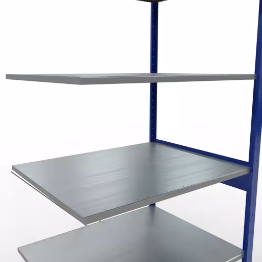 Anbauregal, Fachbodenregal Stecksystem MULTIplus150, 2500 x 1000 x 800 mm (HxBxT), 6 Fachböden, Kreuzstrebe, RAL 5010/verzinkt mit der Artikelnr. 12586-B Anbauregal, Fachbodenregal Stecksystem MULTIplus150, 2500 x 1000 x 800 mm (HxBxT), 6 Fachböden, Kreuzstrebe, RAL 5010/verzinkt von Schulte Lagertechnik aus der Kategorie Stecksystem