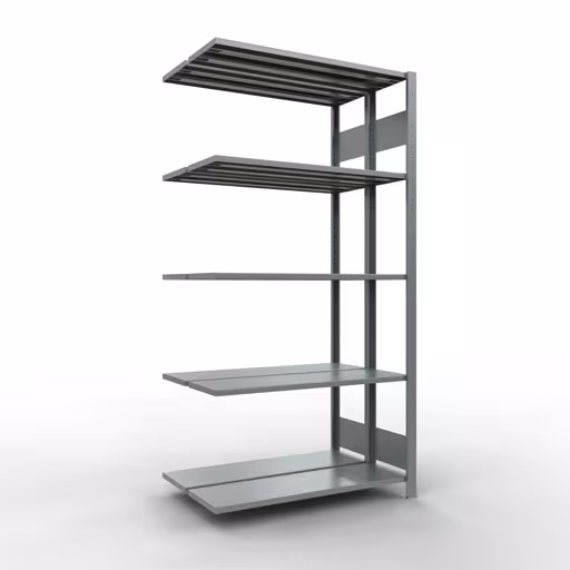 Anbauregal, Doppelregal, Fachbodenregal Stecksystem MULTIplus150, 2000 x 1000 x (2x300) mm (HxBxT), 2x5 Fachböden, Längenriegel, verzinkt aus der Kategorie Doppelregale mit der Artikelnummer 17835