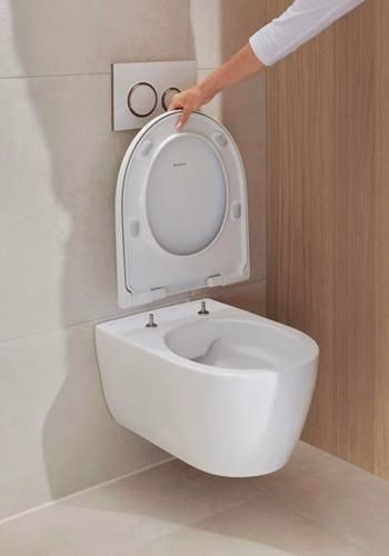 Geberit iCon Set Wand-WC mit WC-Sitz, Rimfree Tiefspüler, geschlossene Form, Tiefe: 53cm, weiß