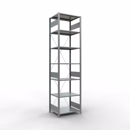 Grundregal, Fachbodenregal Stecksystem MULTIplus150, 3000 x 750 x 600 mm (HxBxT), 7 Fachböden, Kreuzstrebe, verzinkt aus der Kategorie Grundregal mit der Artikelnummer 12762-75